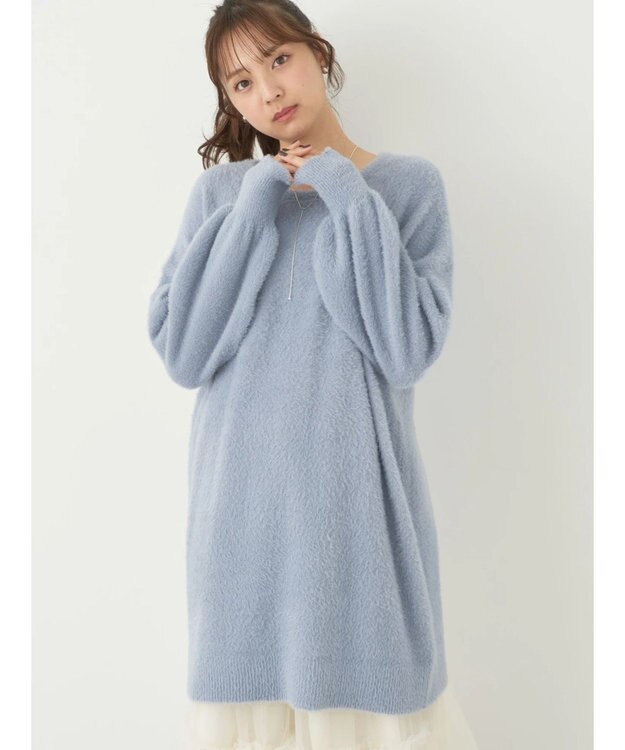 earth music&ecology ミニシャギーチュニック Blue