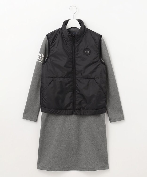 23区GOLF 数量限定！お得セット【WOMEN】撥水ベスト付 ワンピース 着回し力と機能性 長く使える ブラック系