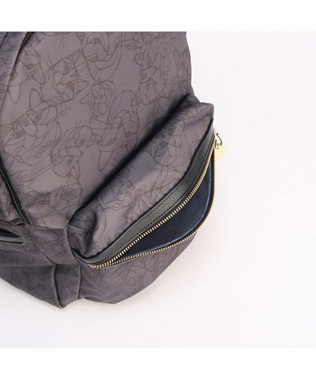 ACE BAGS & LUGGAGE HAyU × ace.  ユッカ リュックサック A4サイズ ２気室 17836 チャコール（ネコヘッド柄）