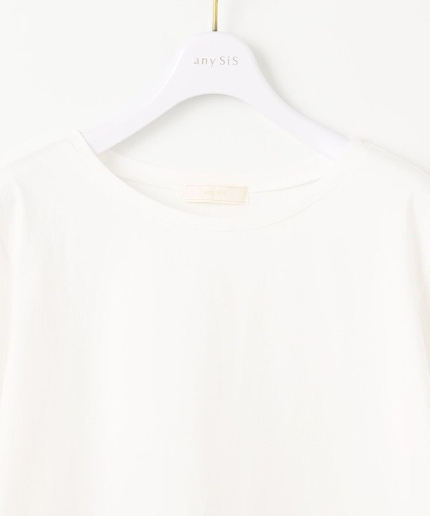 ANY SIS 【洗える】シャツコンビレイヤード カットソー ネイビーストライプ