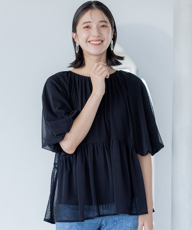 組曲 チュールティアード ブラウス ブラック系5