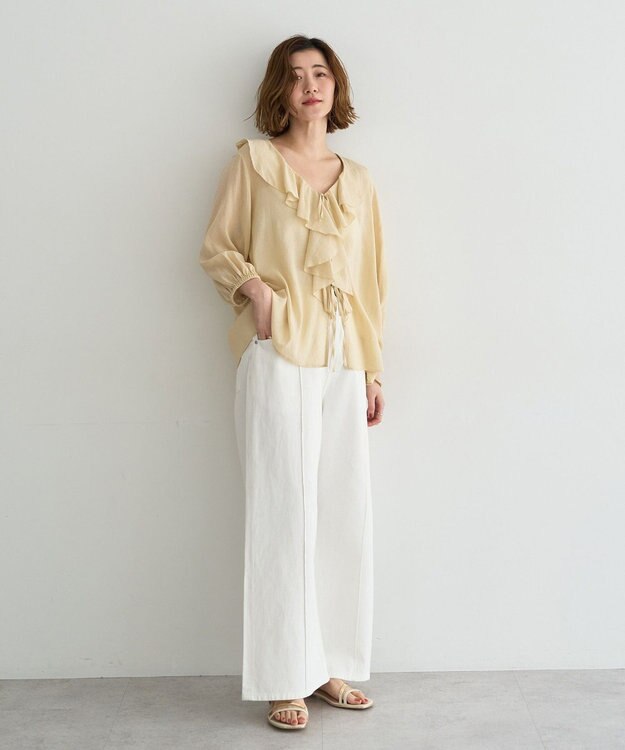 YECCA VECCA 綿麻バギーツイルパンツ Off White