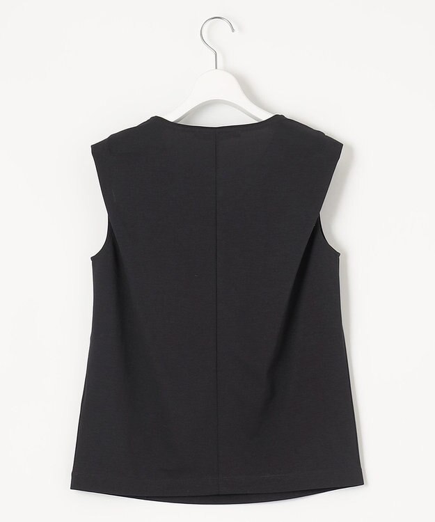 自由区 【接触冷感・洗える・XSサイズあり】ハイツイストポンチノースリーブインナー カットソー ネイビー系