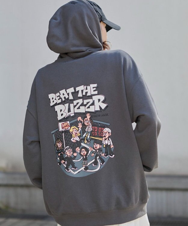 WEGO 【ユニセックス着用ITEM】別注NEWJACKグラフィックプルパーカー ブラック中濃色