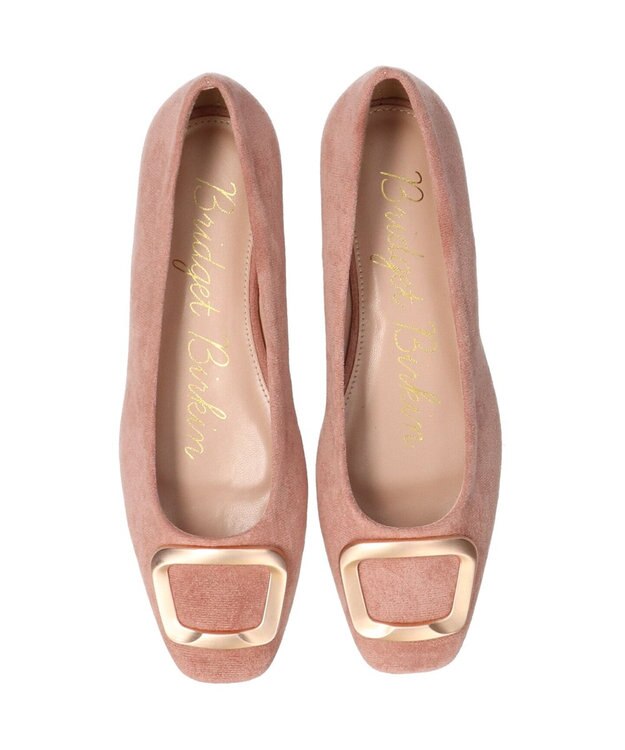 Bridget Birkin 【Bridget Birkin】スクエアバックルフラットシューズ ピンクスウェード