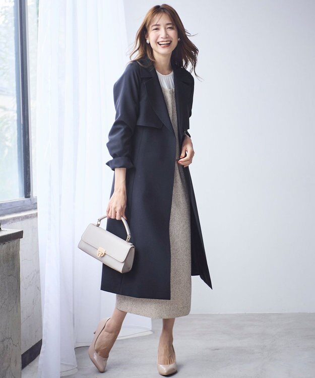 ANY SIS L 【洗える】ツイードコンビ ワンピース アイボリー系