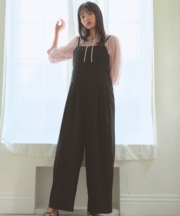 Feroux ドットフロッキー ロンパース ブラック系1