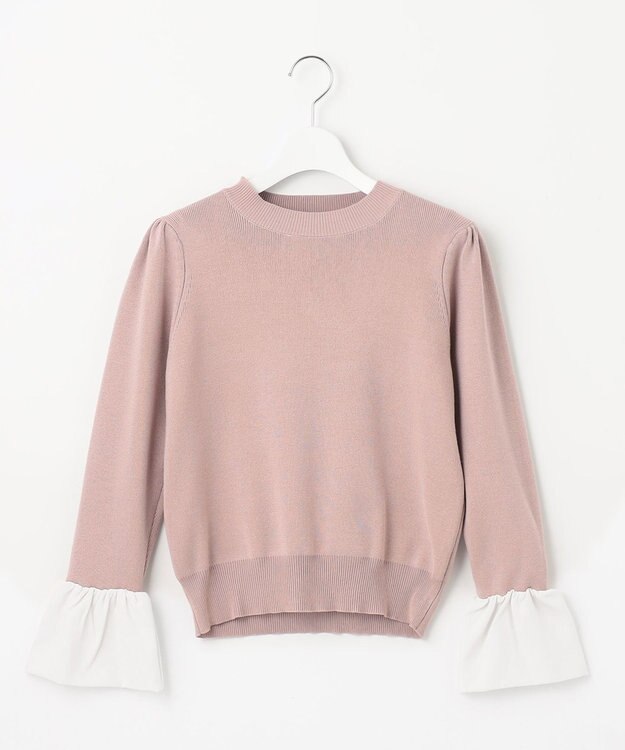Feroux 【洗える】袖フレアニット プルオーバー ピンク系