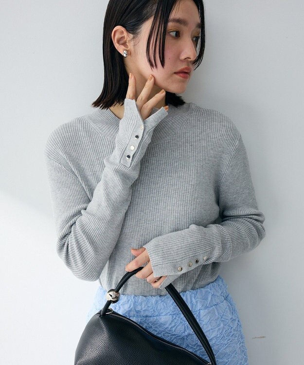 Green Parks 袖口金釦リブニットプルオーバー Light Gray