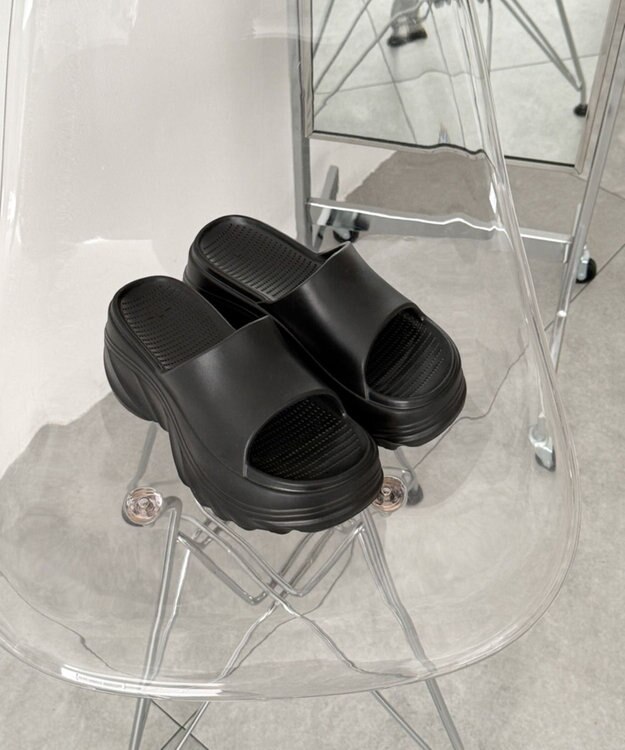 WEGO 厚底デザインラバーサンダル ブラック