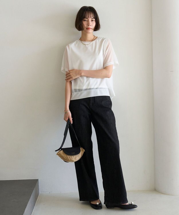 UNFILO 【UNFILO DENIM】撥水ストレッチ ワイドストレートデニム ブラック