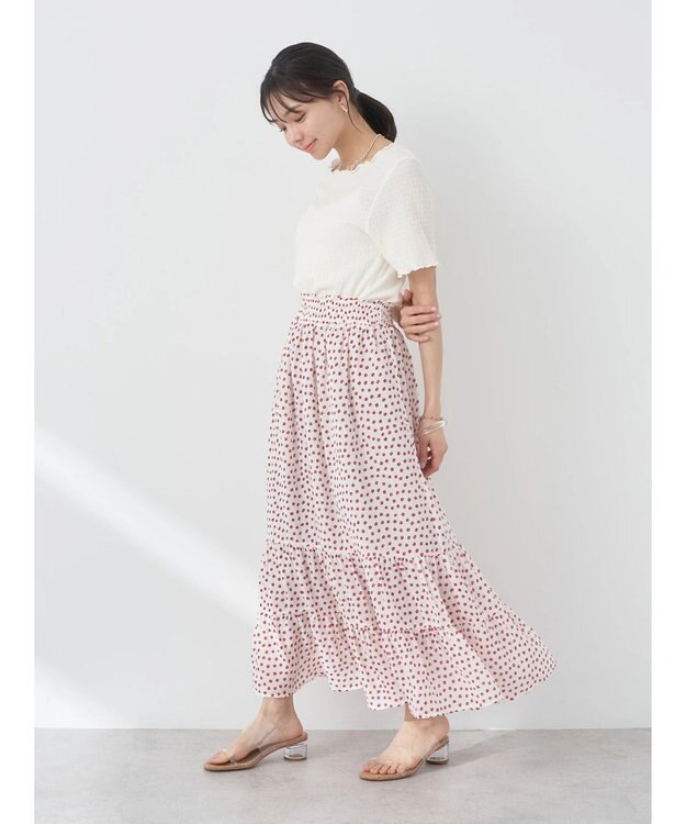 earth music&ecology ちょっとレトロなティアードスカート Flower