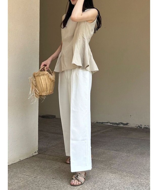 Green Parks AnriettMusee ノースリーブタックペプラムブラウス Beige