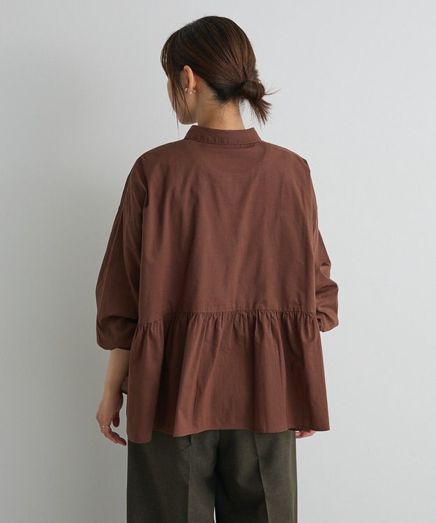CRAFT STANDARD BOUTIQUE ペプラム長袖ブラウス Brown