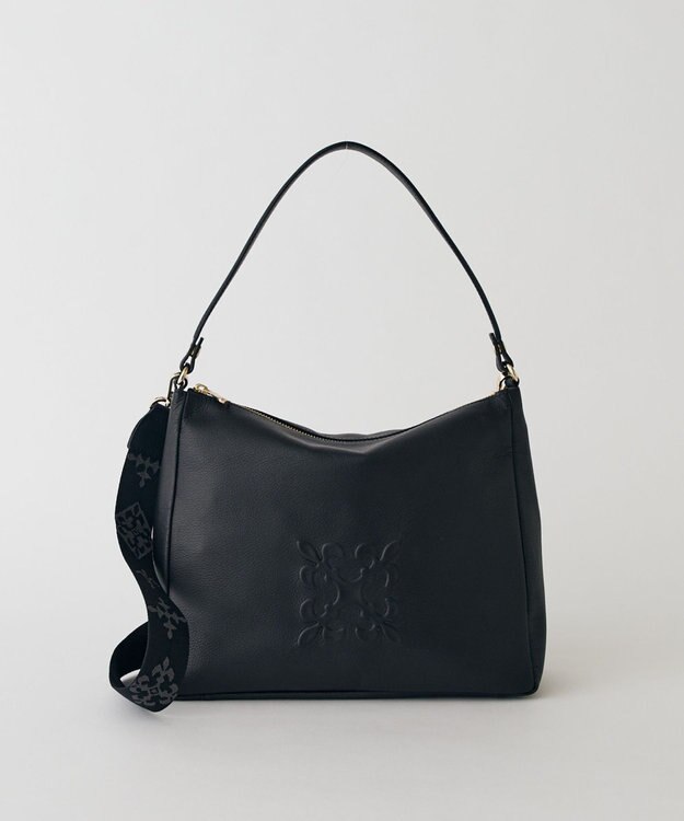 russet エンボスモノグラム2WAYショルダーバッグ(CE-1692) Black