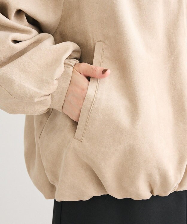 Green Parks スウェードライクギャザーブルゾン Light Beige