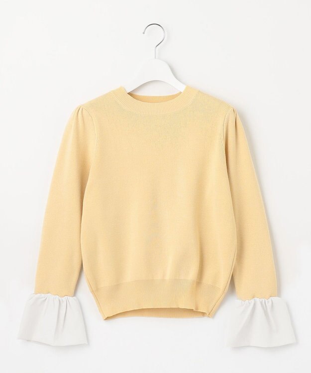 Feroux 【洗える】袖フレアニット プルオーバー ライトイエロー系