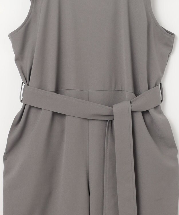 Feroux 【洗える】ショルダーフリル オールインワン グレー系