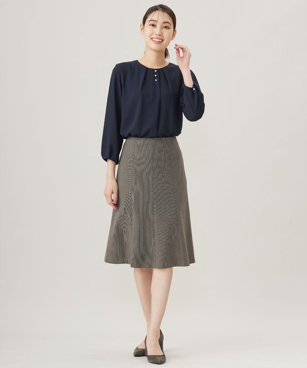 J.PRESS LADIES L ストレッチジョーゼット カットソー ネイビー系