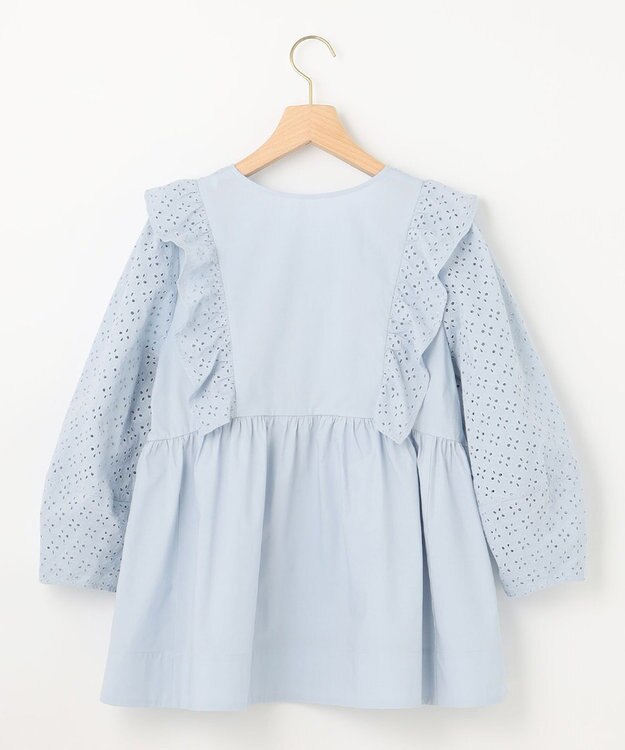 組曲 【WEB限定色あり】レースコンビシャーティング ブラウス 【WEB限定】サックスブルー