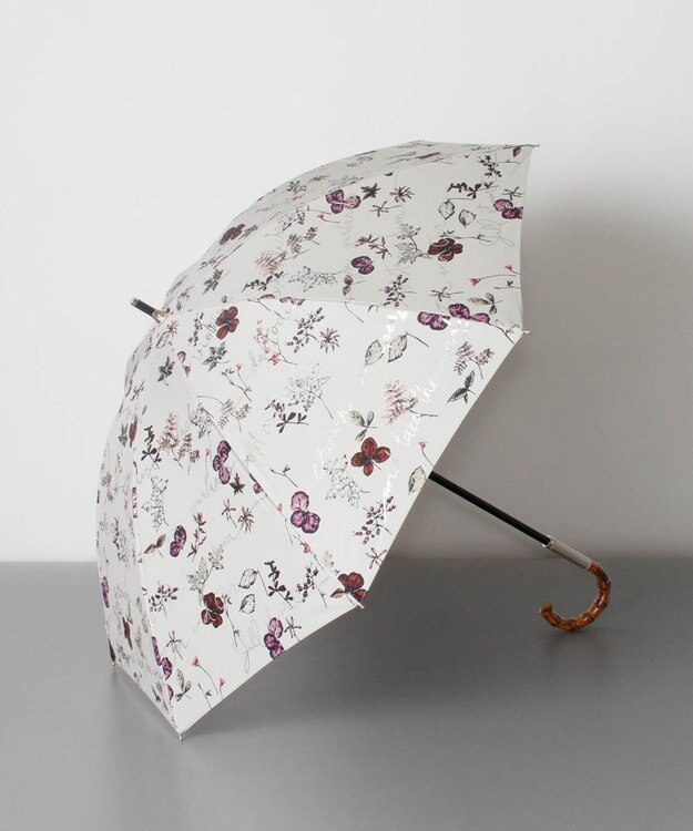 AURORA JILL STUART ジル スチュアート 晴雨兼用一段スライド傘 (ボタニカル柄) ライラック