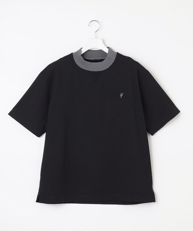 23区GOLF 【23Fondation/MEN】バイカラー モックネックシャツ 余裕のあるサイズ感 着疲れしない ブラック系