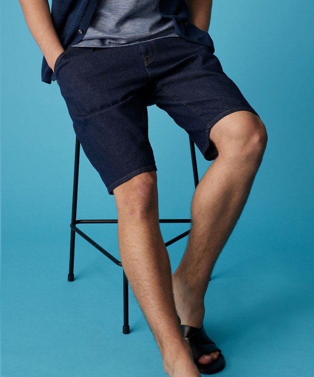 JOSEPH ABBOUD 夏デニム【JAPANファブリック/ストレッチ/軽量】ライトオンスストレッチデニム ショーツ ネイビー系