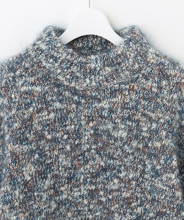 自由区 カラーミックスツイード クロップドニット ブルー系8
