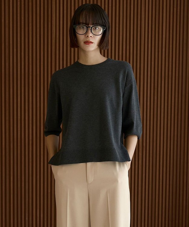 UNFILO L マイビューティニット ハーフスリーブ チャコール