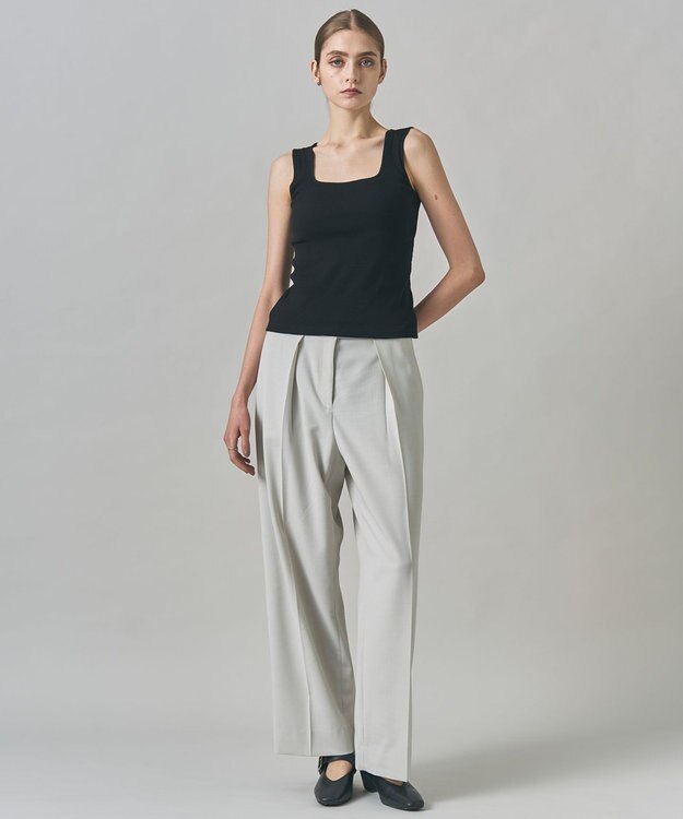 ICB 【洗える】【OUR WACOAL コラボ】カップイン スクエアネック タンクトップ ブラック系