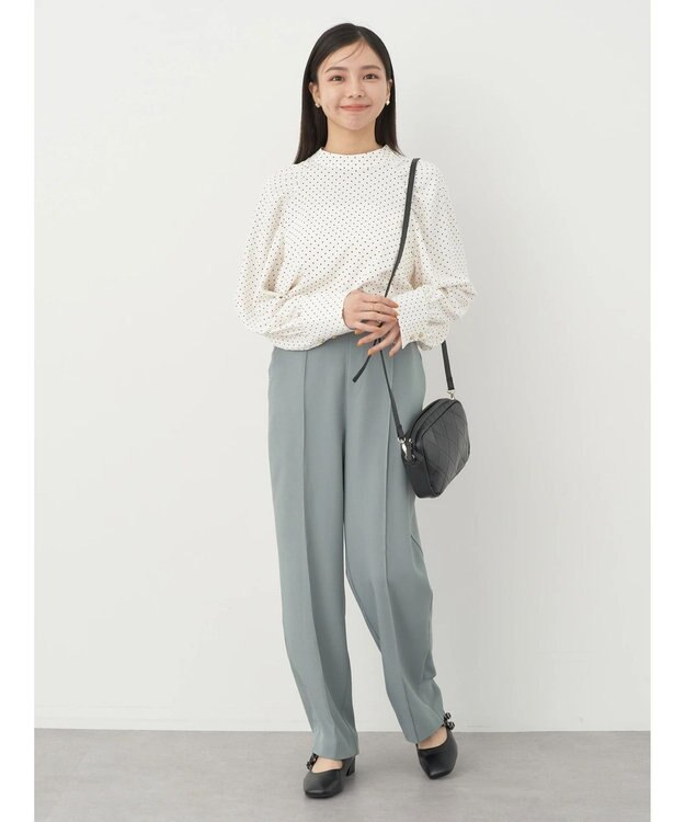 earth music&ecology ラグランギャザースリーブブラウス Dot