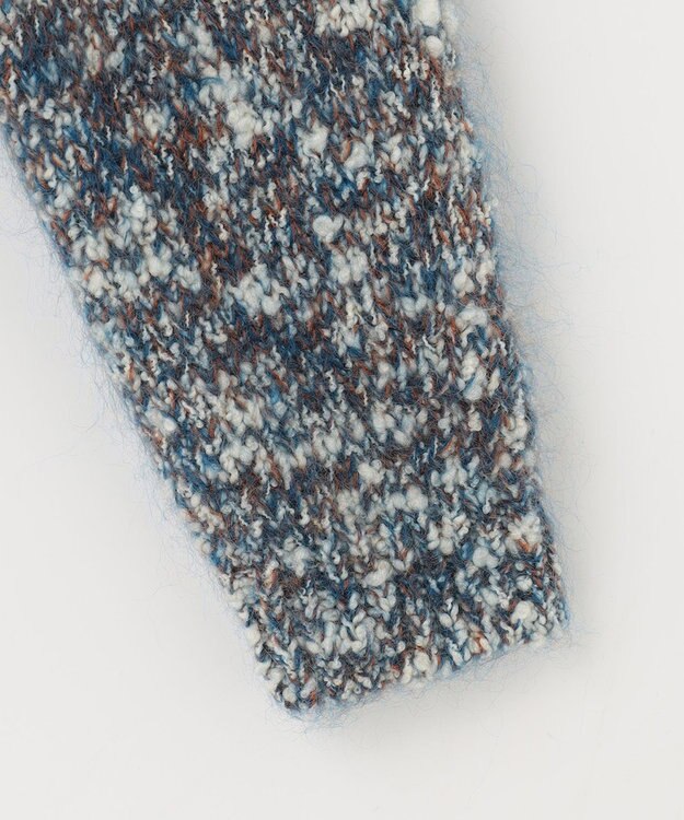 自由区 カラーミックスツイード クロップドニット ブルー系8