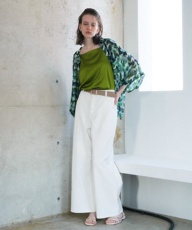 YECCA VECCA [2SET]キャミ付きシアージオメ柄シャツ Green