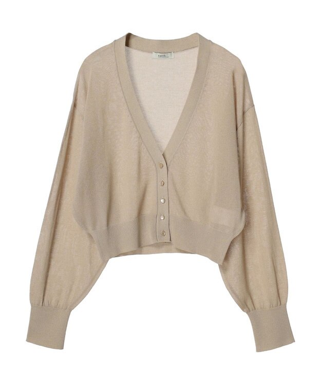 earth music&ecology シアーラメＶネックカーディガン Beige