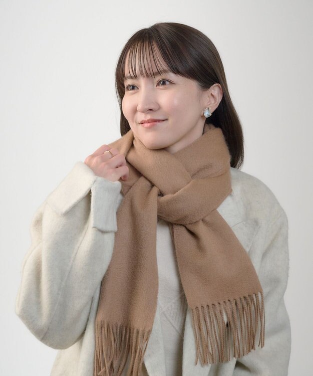 MOONBAT プラスムーンバット (+moonbat) カシミヤ100％無地マフラー 洗える 190㎝×30㎝ キャメル