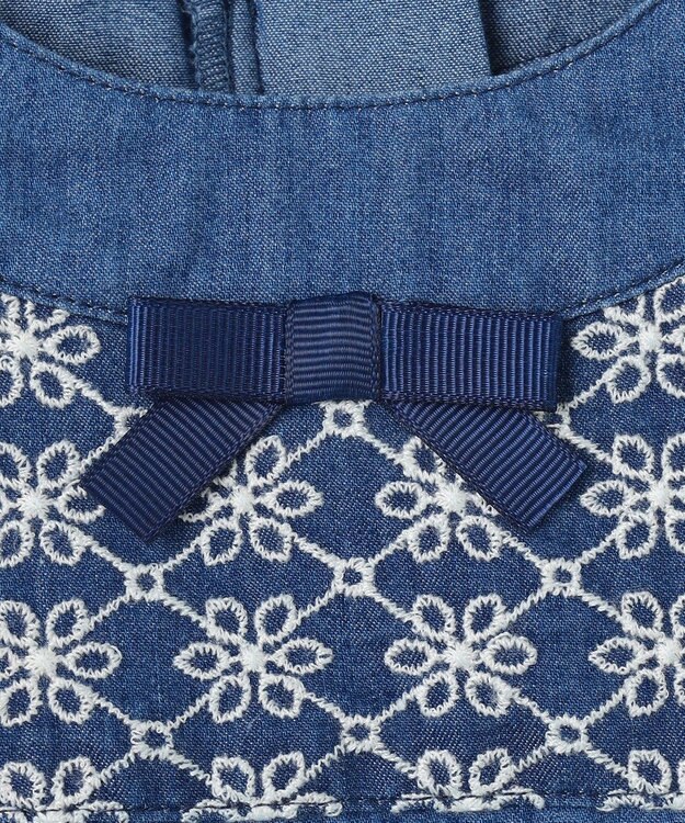 組曲 KIDS 【150-160㎝】レースコンビデニムワンピース ブルー