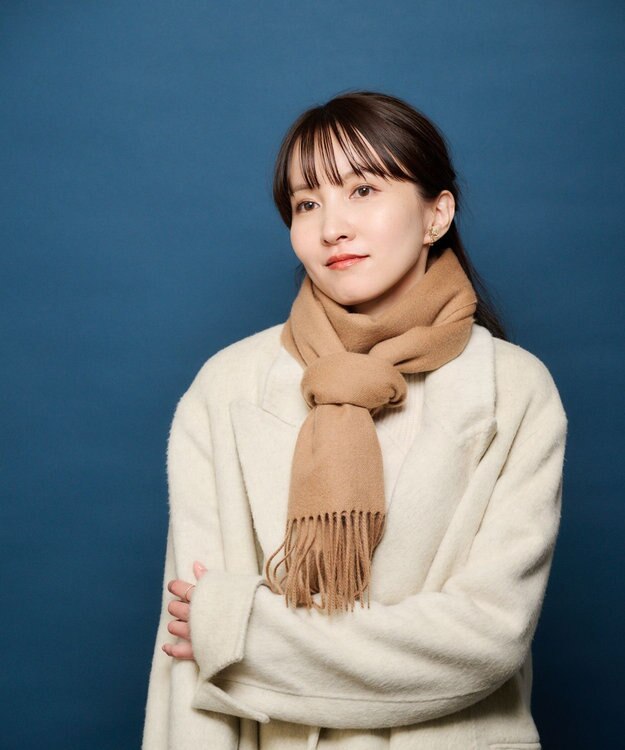 MOONBAT プラスムーンバット (+moonbat) カシミヤ100％無地マフラー 洗える 190㎝×30㎝ キャメル