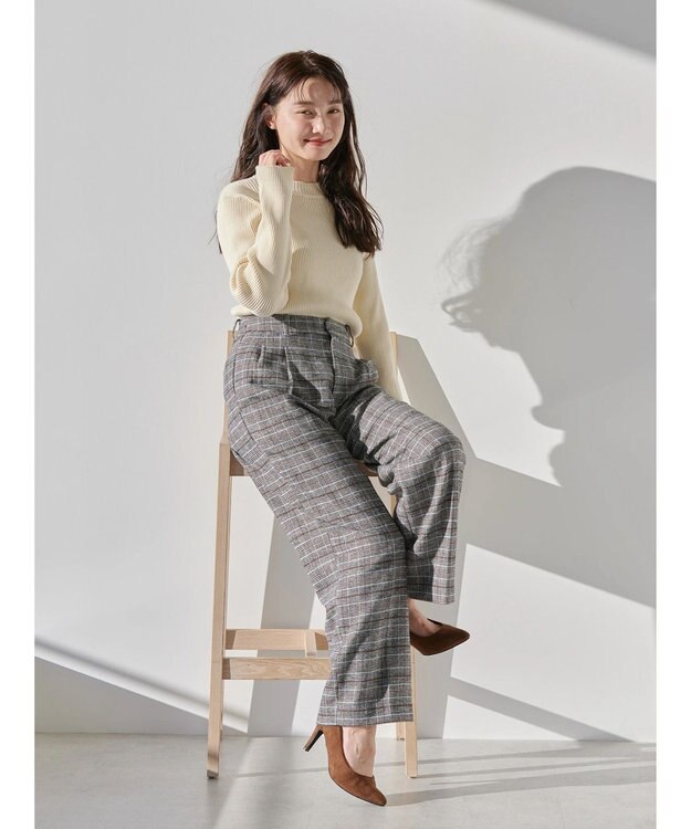 AMERICAN HOLIC ツイードタックワイドパンツ Glen Check