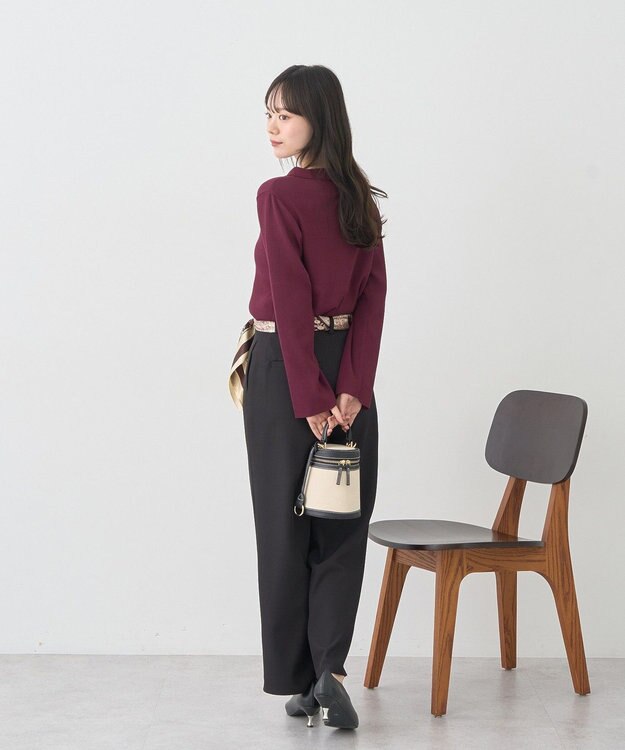 earth music&ecology 【接触冷感】襟付きニットカーディガン Bordeaux