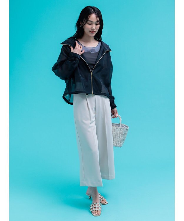 Te chichi 【遮熱】麻調ワイドクロップトパンツ ベージュ