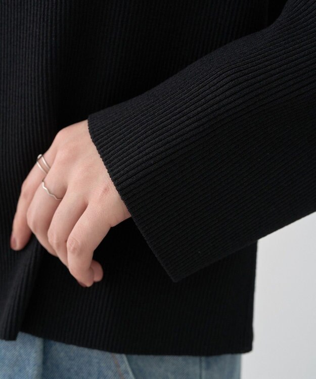 earth music&ecology 【接触冷感】襟付きニットカーディガン Black