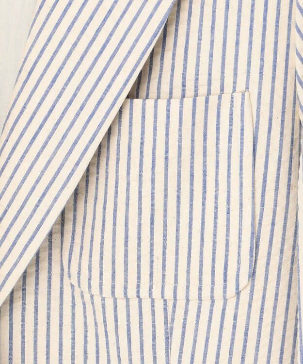 23区 S 【洗える】サッカーストライプ ジャケット アイボリー×ブルーストライプ