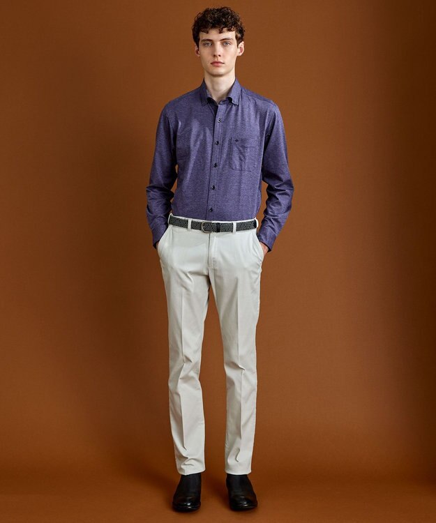 JOSEPH ABBOUD 【洗える】ドットジャガード ジャージー シャツ パープル系7