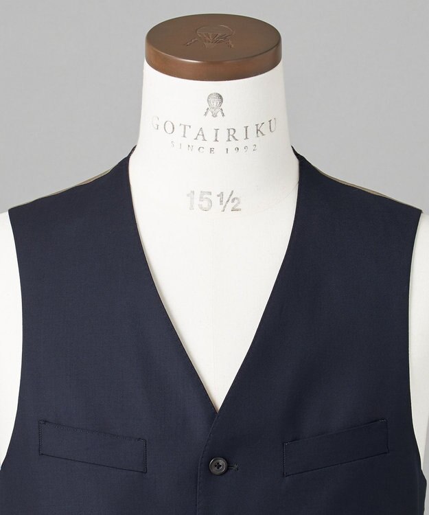 GOTAIRIKU シワになりにくい【御幸毛織/みゆきけおり】Superior160s 3ピーススーツ（ネイビー） ネイビー系