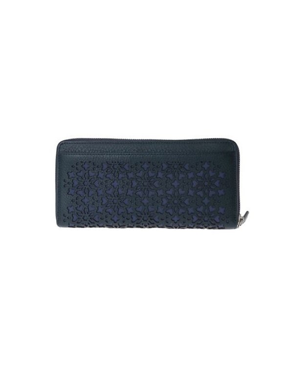 genten カレイド ラウンド長財布 ネイビーブルー