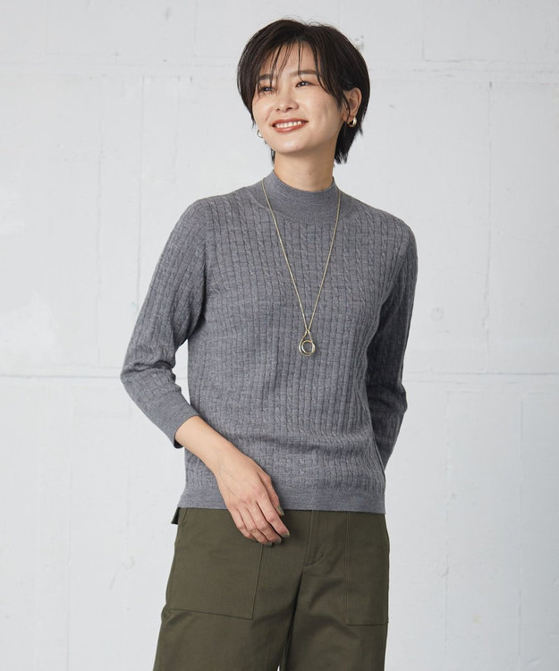 J.PRESS LADIES 【洗える】KNIT BASIC ハイネック ニット ライトグレー系