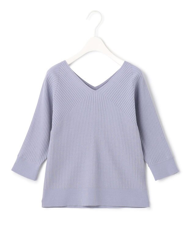 ICB 【洗える】コットンポリエステルリブ プルオーバー サックスブルー系