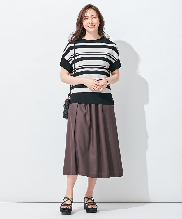自由区 【抗菌/サスティナブル/セット着用可】EASY SET UP フレアスカート ダークブラウン系