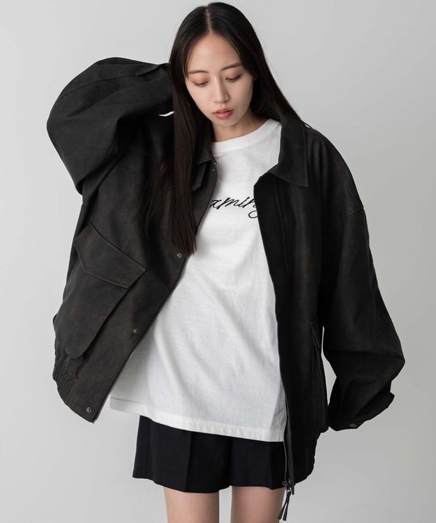 WEGO 【ユニセックス着用ITEM】エコレザー2WAYフライトジャケット 柄1