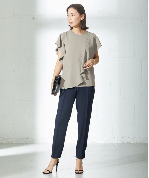 ICB L 【新色追加・洗える】 FluidBackSatin ドロストパンツ ネイビー系